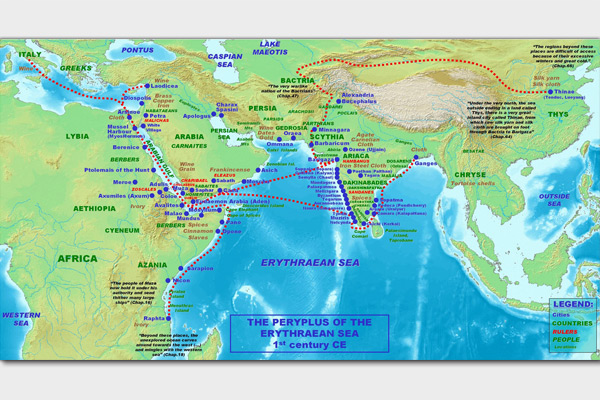 Roman trade routes with india, 1st century, CE